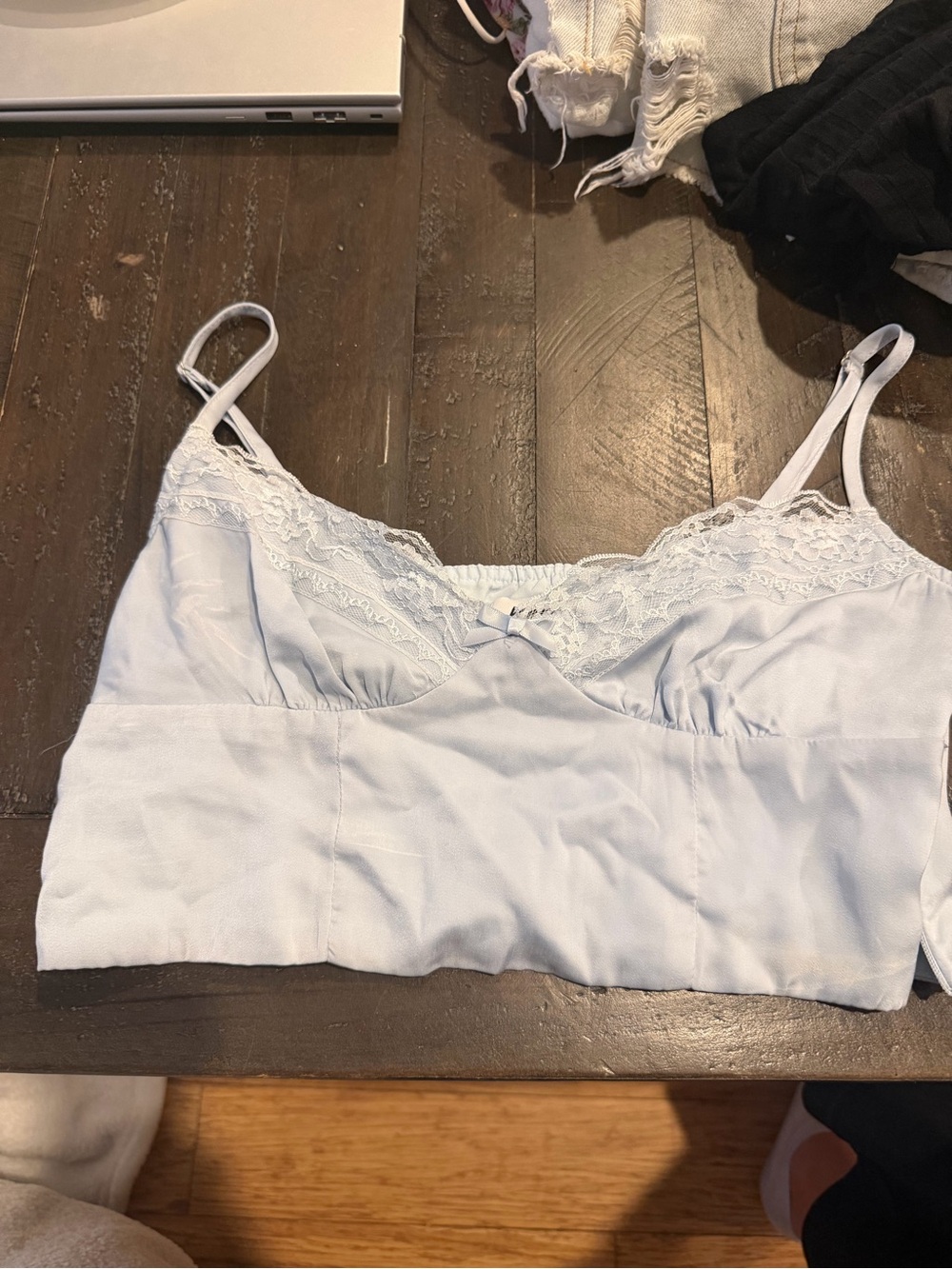 Princess Polly Light Blue Lace-Trim Cropped Bralette